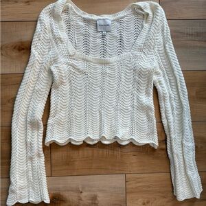 Pink Rose Cream Long Sleeve Knit Top